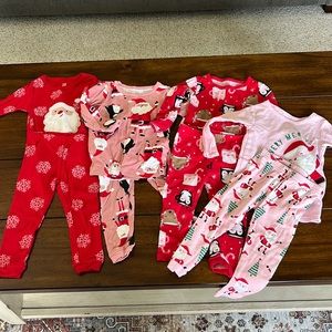 4 12 month Christmas pajama sets just one you by Carter’s